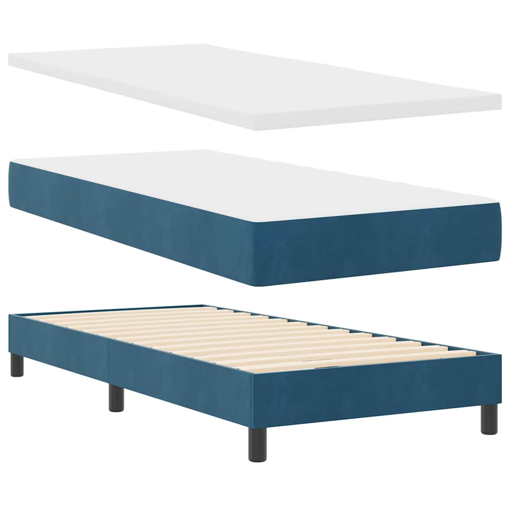 Cama tipo Box Spring Azul oscuro 100 x 200 cm Terciopelo
