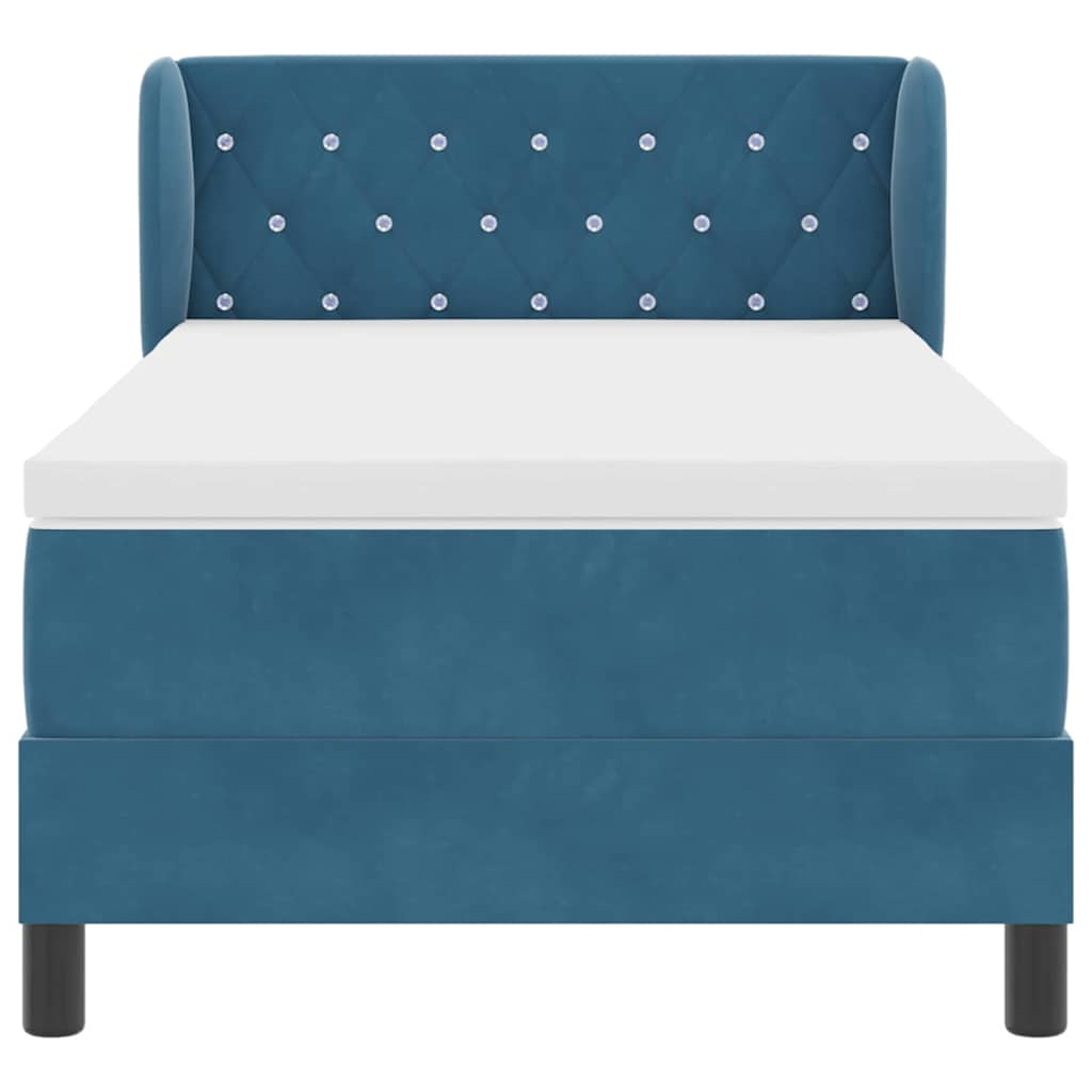 Cama tipo Box Spring Azul oscuro 100 x 200 cm Terciopelo