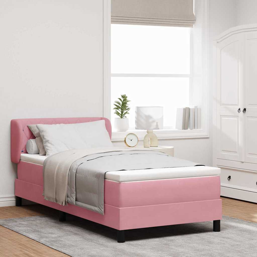 Cama tipo Box Spring Azul oscuro 100 x 200 cm Terciopelo