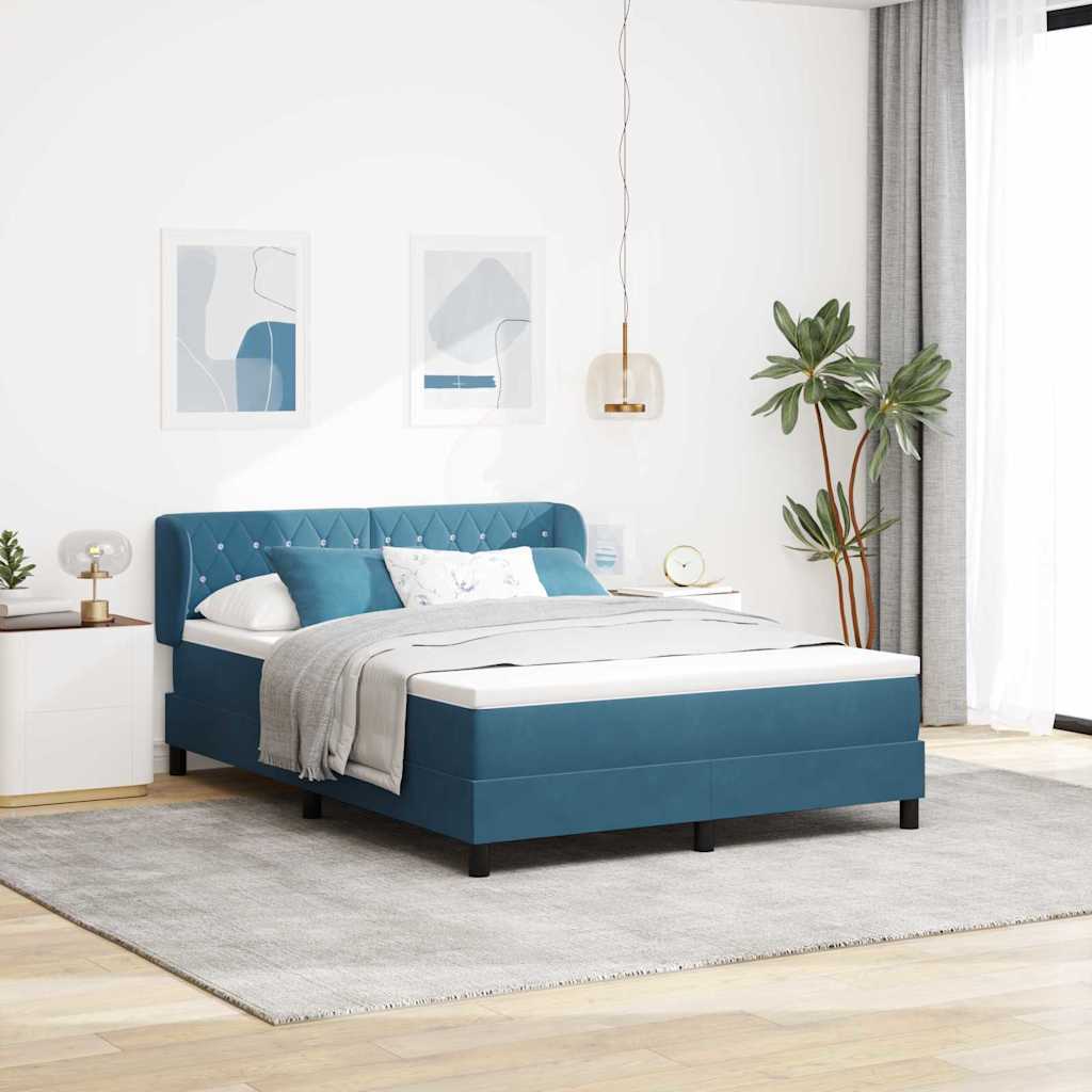 Cama tipo Box Spring Azul oscuro 100 x 200 cm Terciopelo