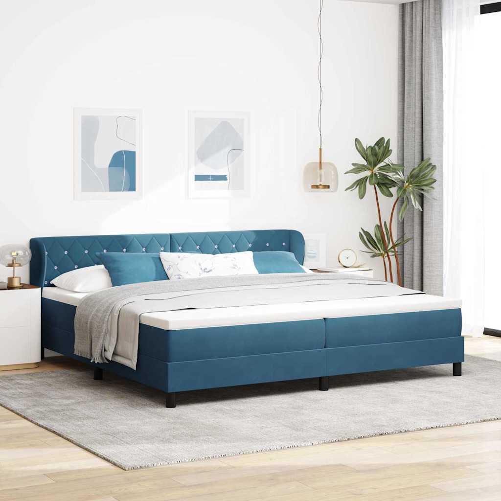 Cama tipo Box Spring Azul oscuro 100 x 200 cm Terciopelo