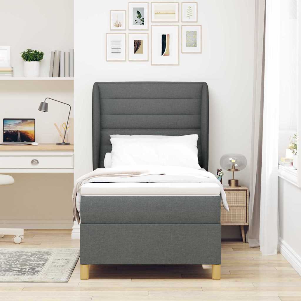 Cama con Somier y Colchón Gris Oscuro 90x190 cm de Tela tela