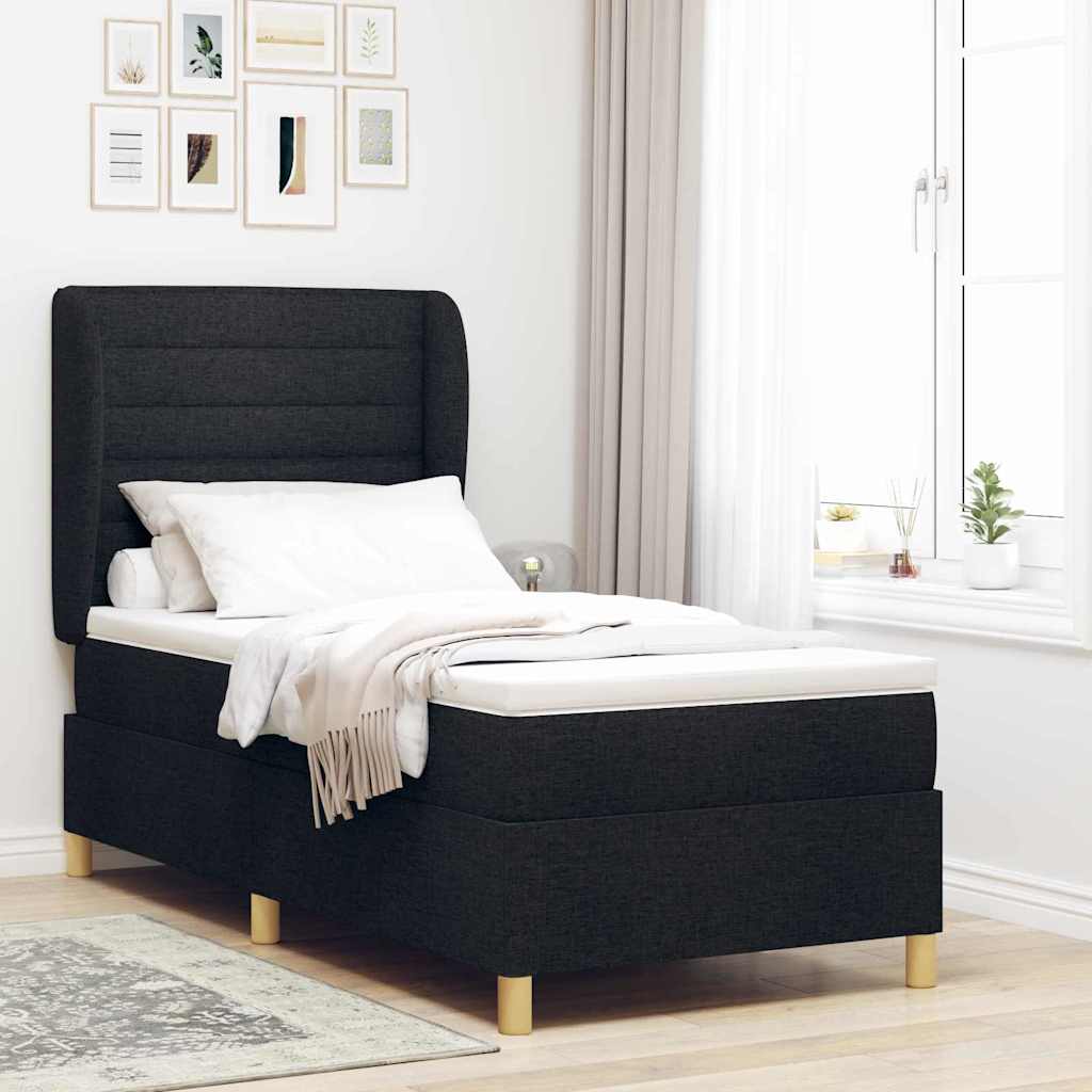 Cama com Base e Colchão Cinzento Escuro 90x190 cm de Tecido