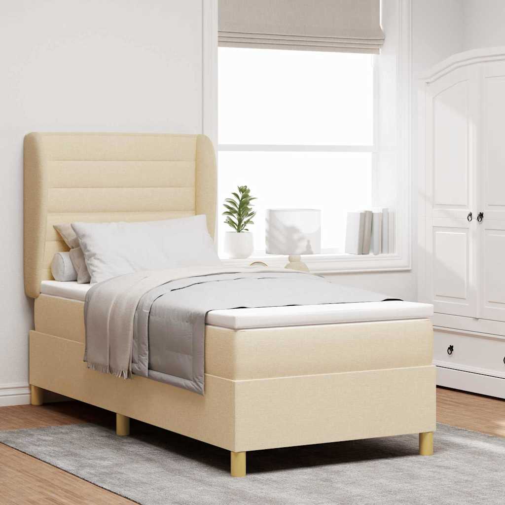 Cama com Base e Colchão Cinzento Escuro 90x190 cm de Tecido
