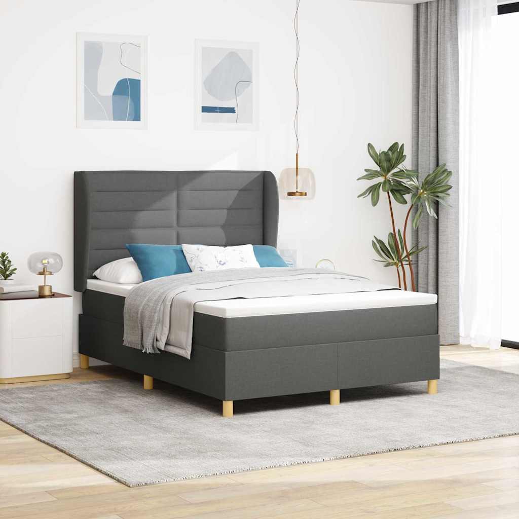 Cama com Base e Colchão Cinzento Escuro 90x190 cm de Tecido
