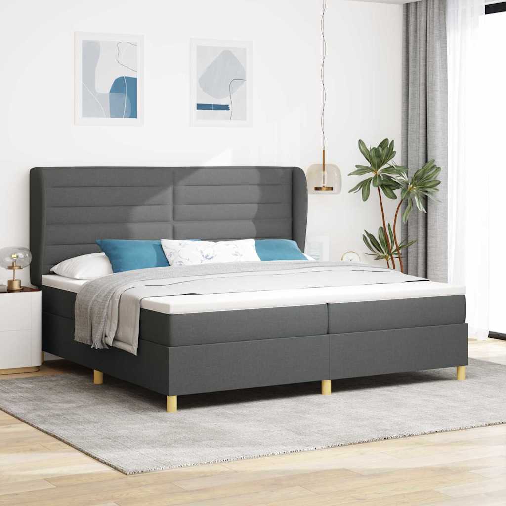 Cama com Base e Colchão Cinzento Escuro 90x190 cm de Tecido