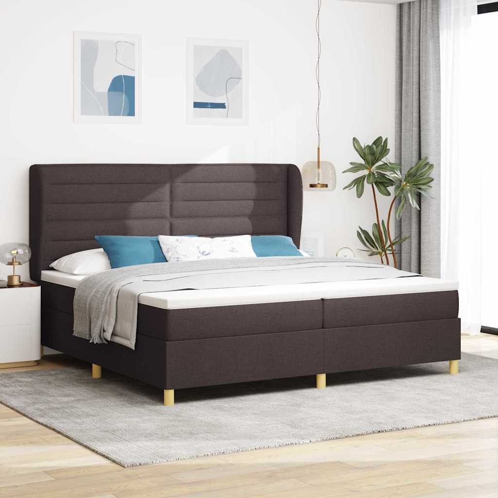 Cama com Base e Colchão Cinzento Escuro 90x190 cm de Tecido