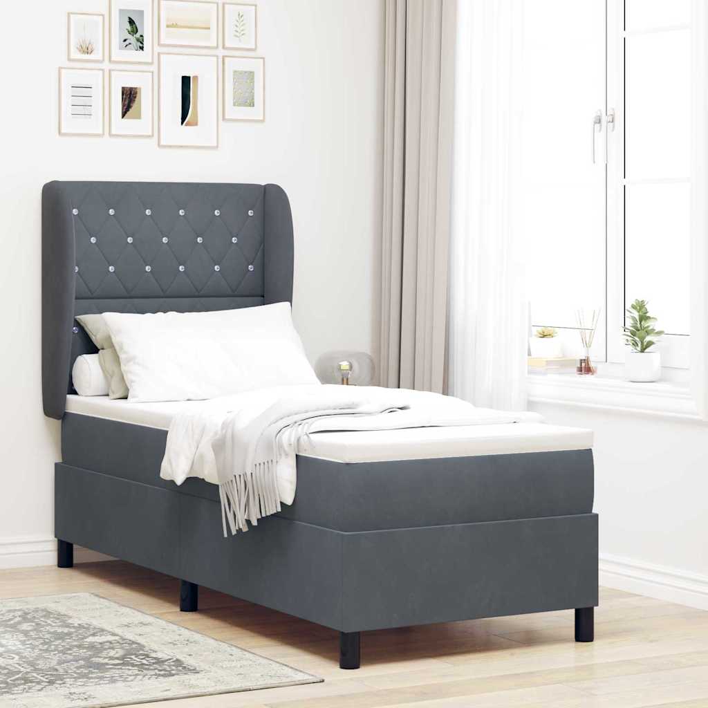 Dark Blue Box Spring Bed 190 x 140 cm Velvet