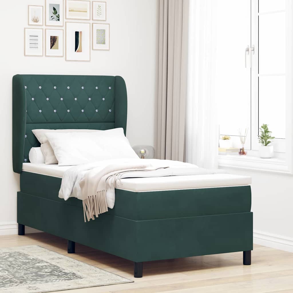 Dark Blue Box Spring Bed 190 x 140 cm Velvet