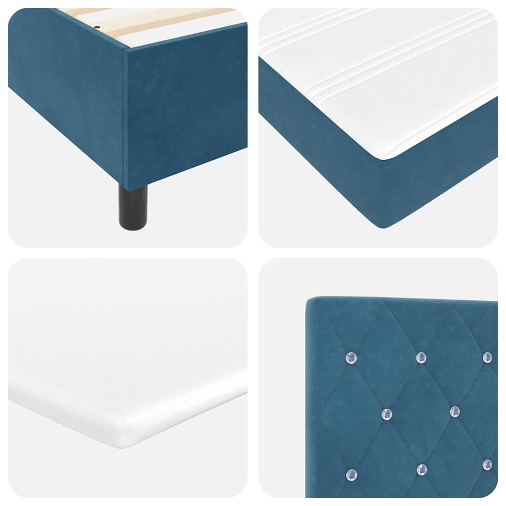 Cama tipo Box Spring Azul Oscuro 190 x 140 cm Terciopelo