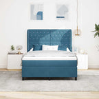 Cama tipo Box Spring Azul Oscuro 190 x 140 cm Terciopelo