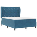 Cama tipo Box Spring Azul Oscuro 190 x 140 cm Terciopelo