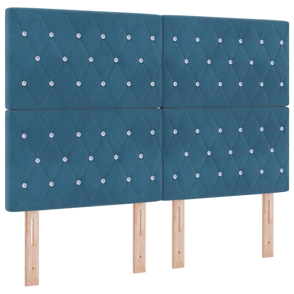 Cama tipo Box Spring Azul Oscuro 190 x 140 cm Terciopelo