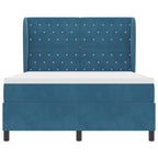 Cama tipo Box Spring Azul Oscuro 190 x 140 cm Terciopelo