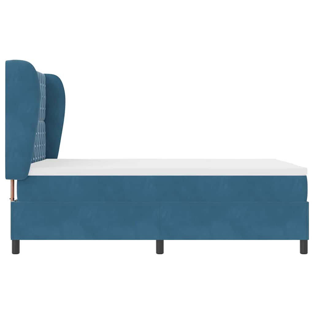 Cama tipo Box Spring Azul Oscuro 190 x 140 cm Terciopelo