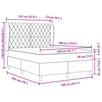 Cama tipo Box Spring Azul Oscuro 190 x 140 cm Terciopelo