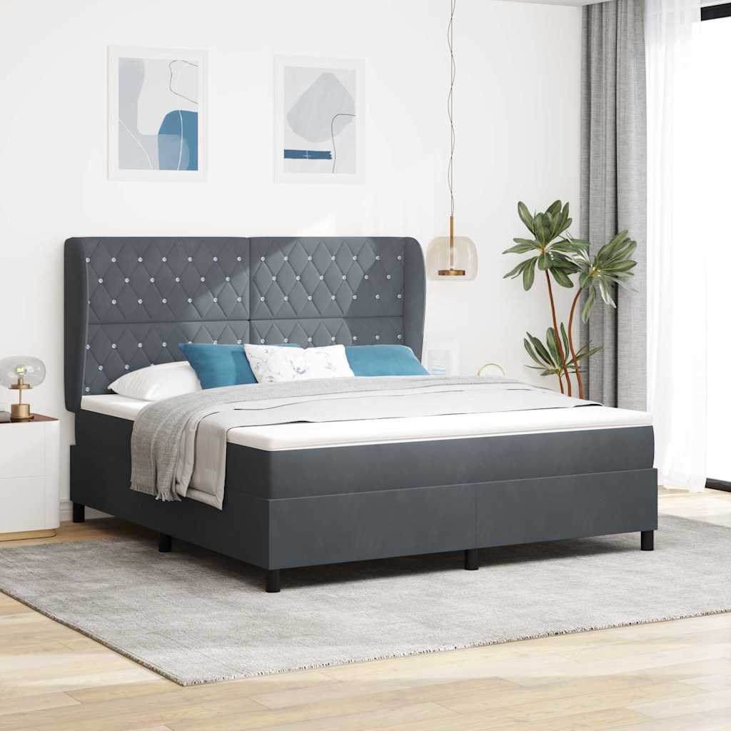 Dark Blue Box Spring Bed 190 x 140 cm Velvet