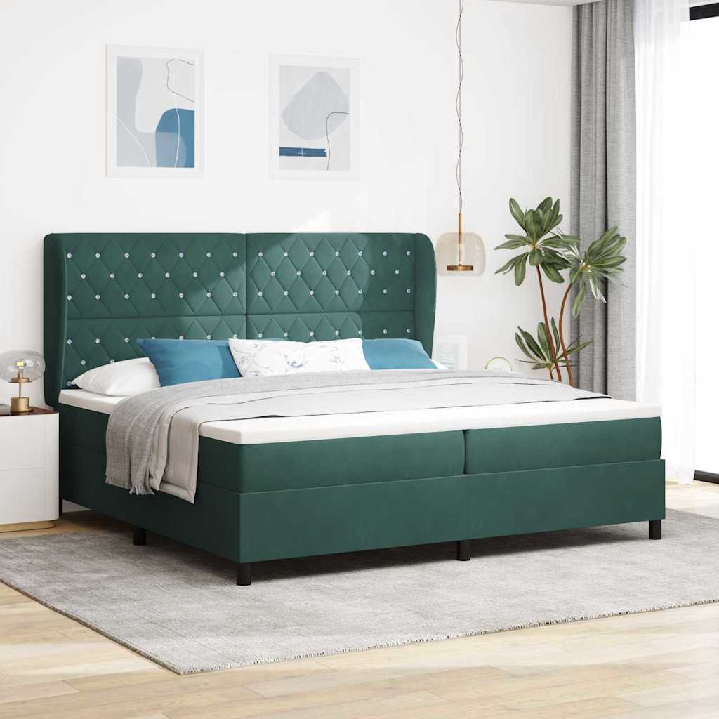 Dark Blue Box Spring Bed 190 x 140 cm Velvet