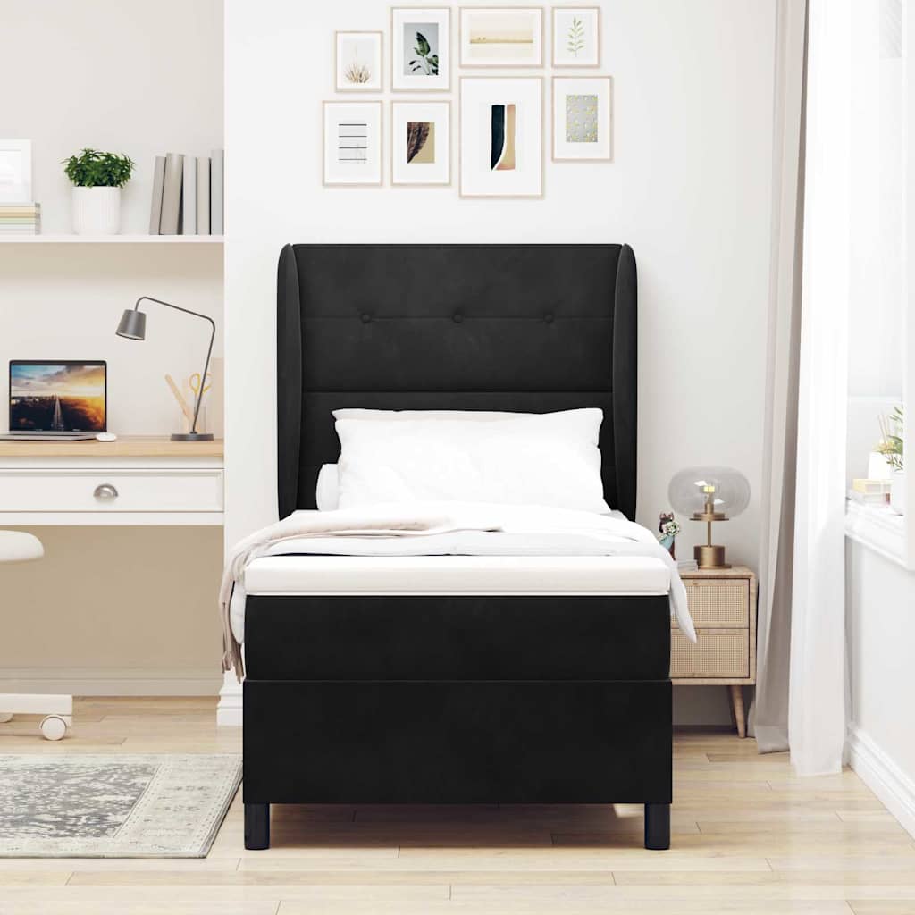 Dark Blue Box Spring Bed 190 x 140 cm Velvet