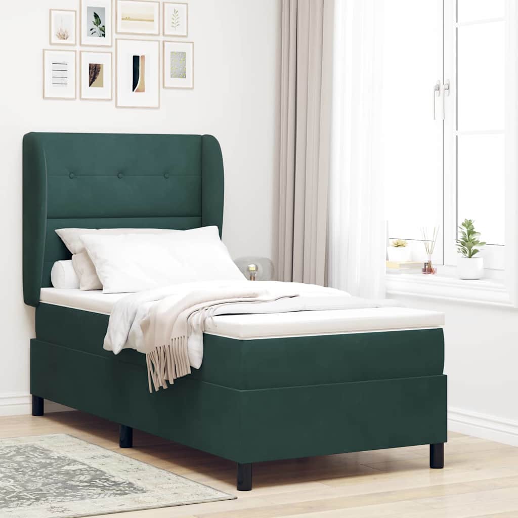 Dark Blue Box Spring Bed 190 x 140 cm Velvet