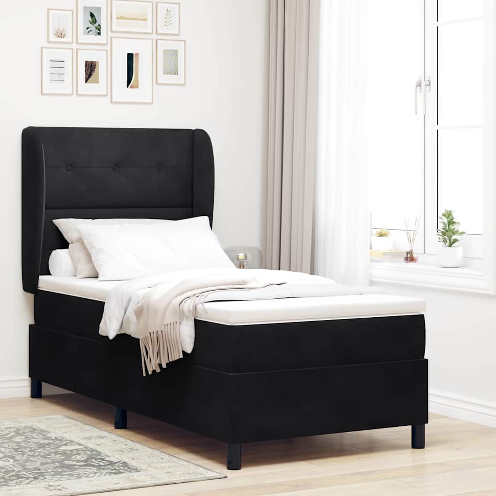 Dark Blue Box Spring Bed 190 x 140 cm Velvet