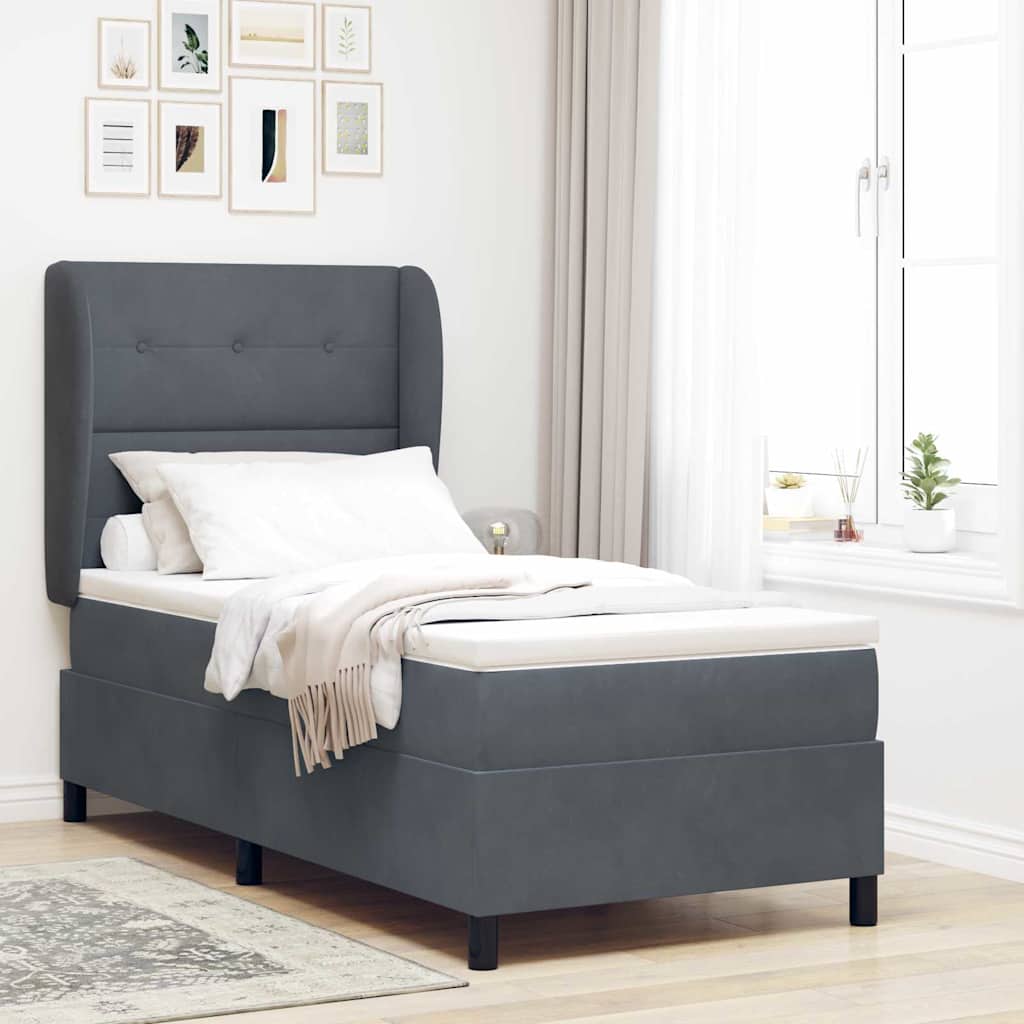 Dark Blue Box Spring Bed 190 x 140 cm Velvet