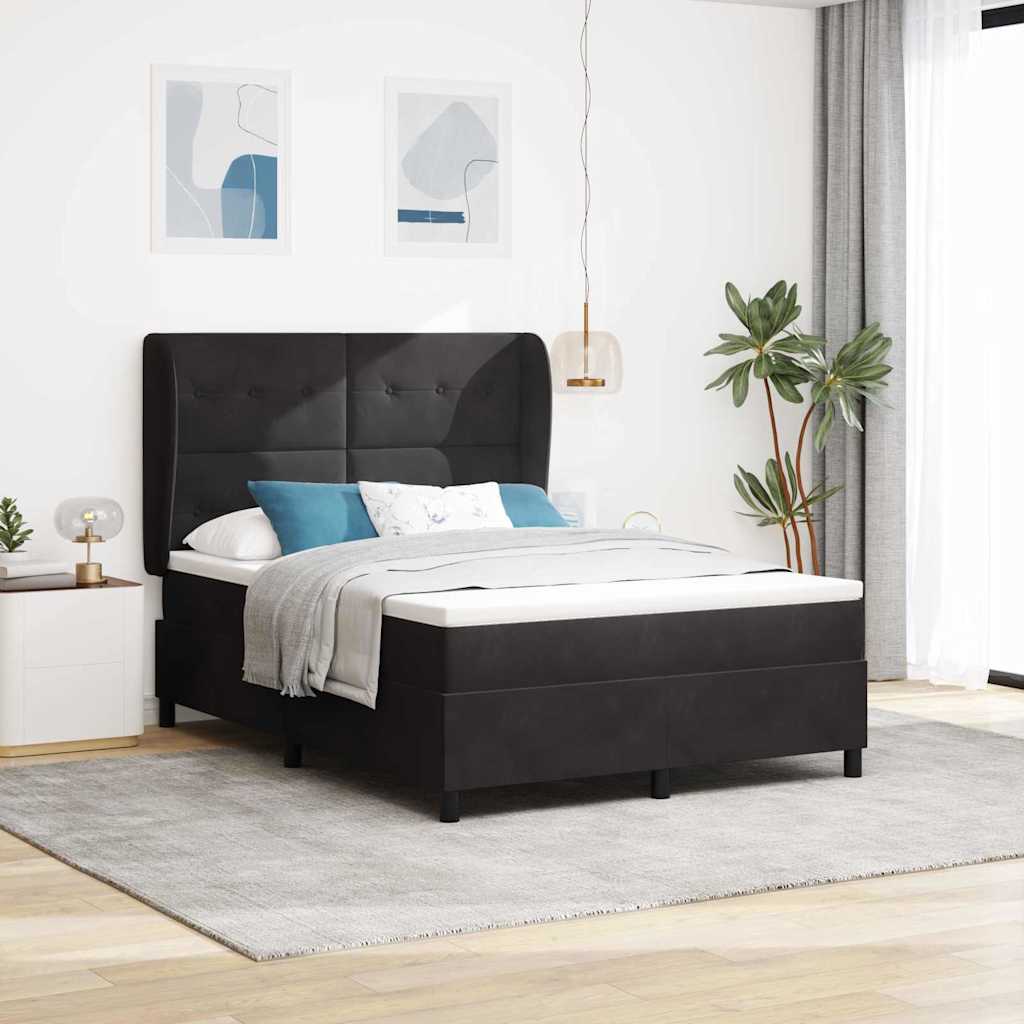 Dark Blue Box Spring Bed 190 x 140 cm Velvet