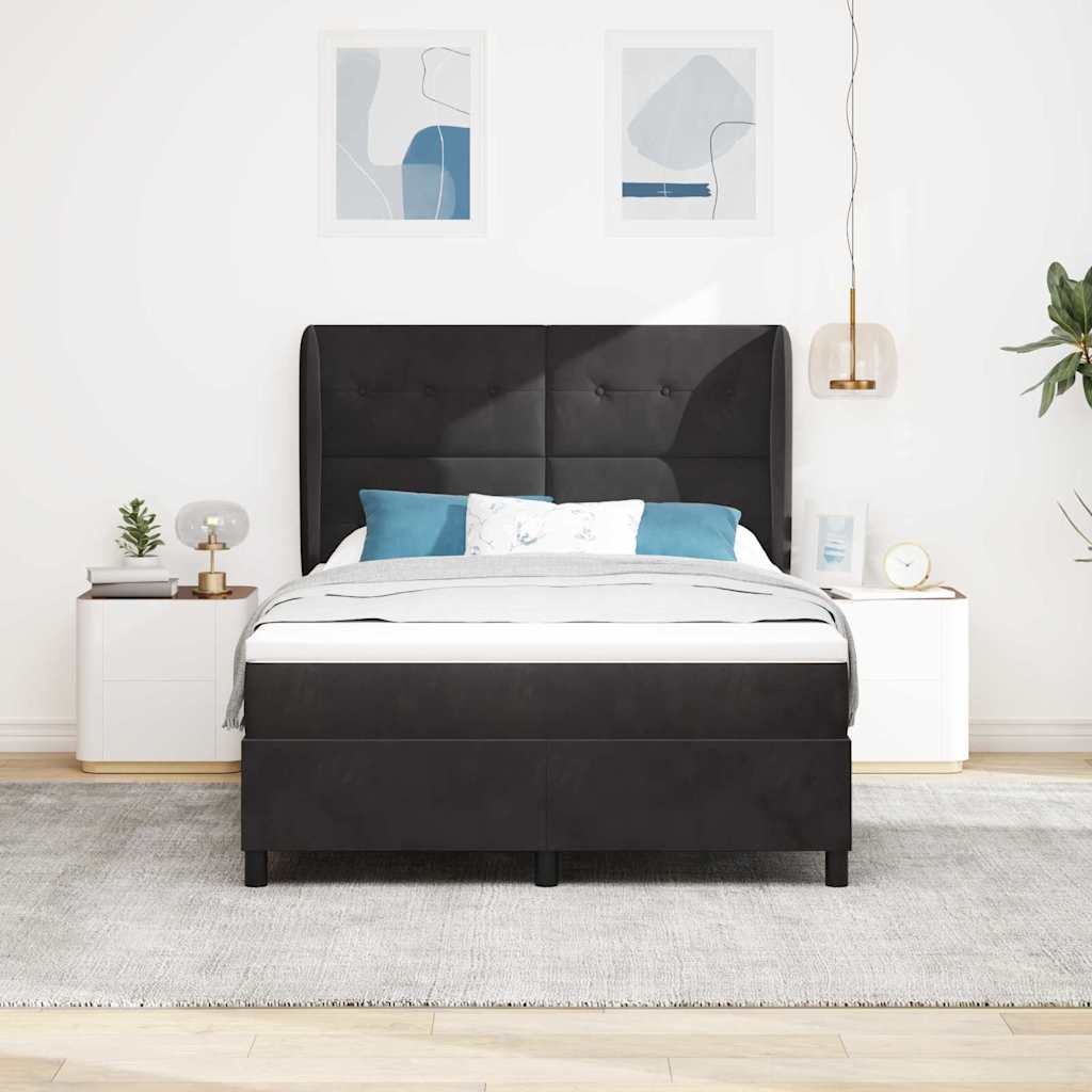 Dark Blue Box Spring Bed 190 x 140 cm Velvet