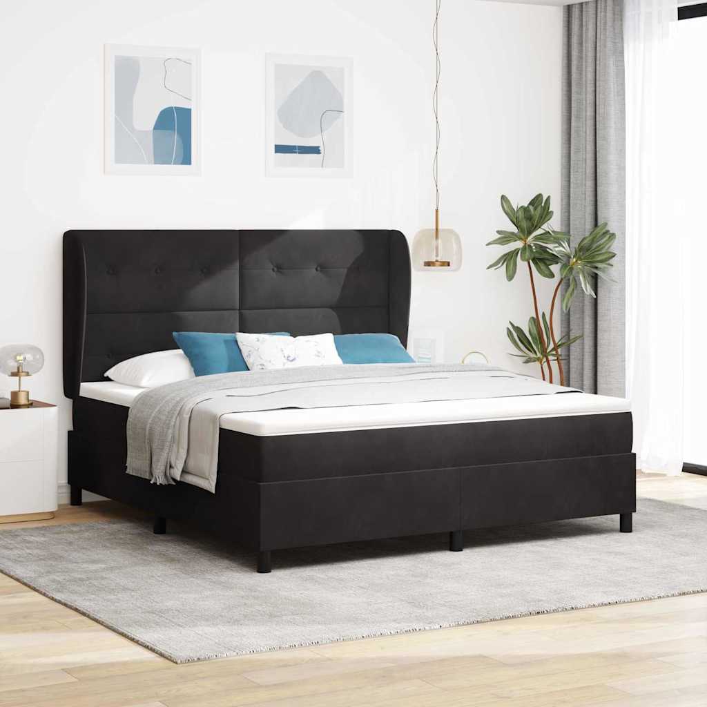 Dark Blue Box Spring Bed 190 x 140 cm Velvet