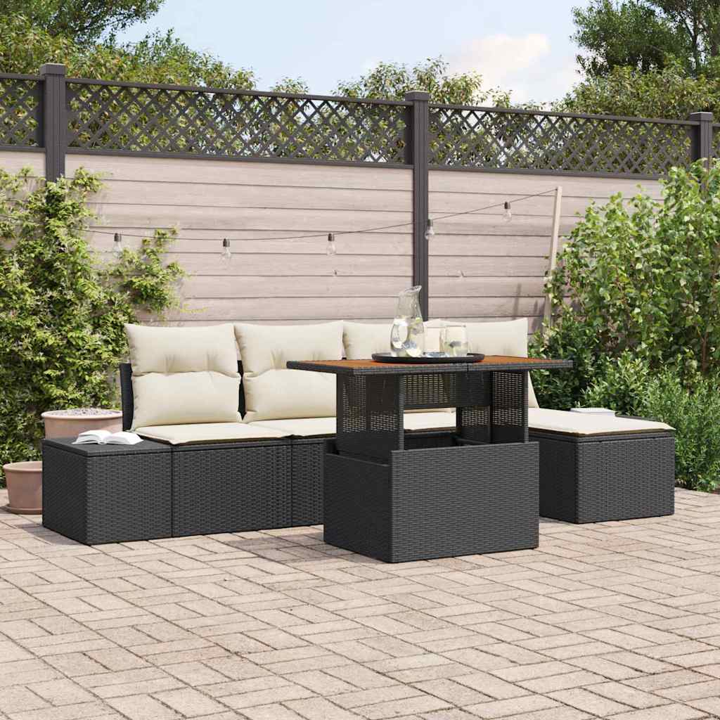 Conjunto de Comedor de Jardín con cojín 6 pcs Beige y gris