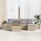 Conjunto de Comedor de Jardín con cojín 6 pcs Beige y gris