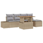 Conjunto de Comedor de Jardín con cojín 6 pcs Beige y gris