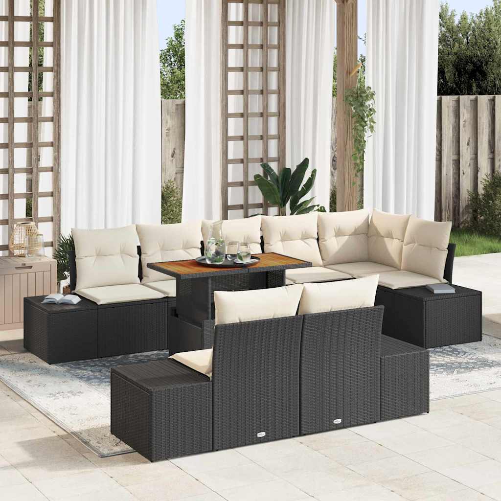 Conjunto de Comedor de Jardín con cojín 9 pcs Beige y Crema