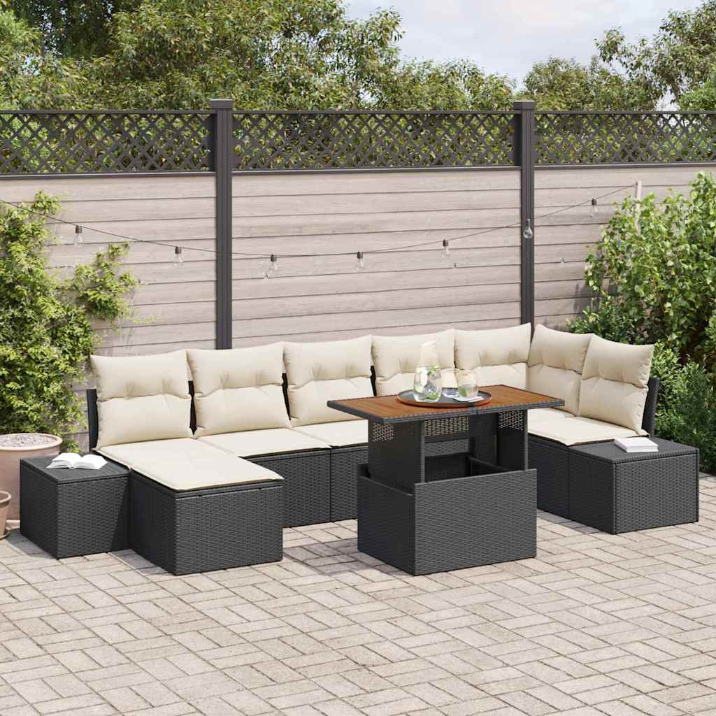Conjunto de sofá de jardín con cojín 8 pcs Gris y marrón