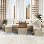 Conjunto de Comedor de Jardín con cojín 9 pcs Beige y Crema