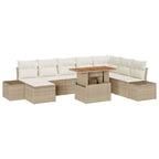 Conjunto de Comedor de Jardín con cojín 9 pcs Beige y Crema