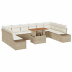 Conjunto de sofá de jardín con cojín 11 pcs Beige y Crema