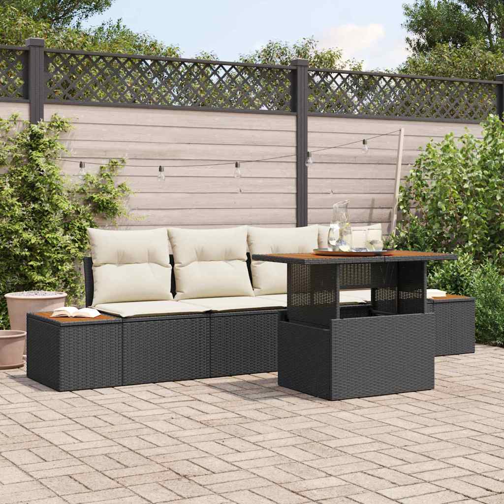 Conjunto de Comedor de Jardín con cojín 5 pcs Beige y gris