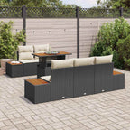 Conjunto de Comedor de Jardín con cojín 6 pcs Negro y Beige