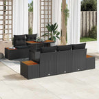 Conjunto de Comedor de Jardín con cojín 6 pcs Negro y Marrón