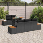 Conjunto de Comedor de Jardín con cojín 6 pcs Negro y Marrón