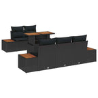 Conjunto de Comedor de Jardín con cojín 6 pcs Negro y Marrón
