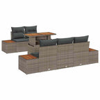 Conjunto de Comedor de Jardín con cojín 6 pcs Gris y marrón
