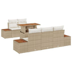 Conjunto de Comedor de Jardín con cojín 6 pcs Beige y Crema
