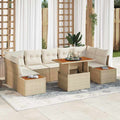 Conjunto de Comedor de Jardín con cojín 8 pcs Beige y Crema