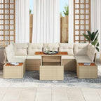 Conjunto de Comedor de Jardín con cojín 8 pcs Beige y Crema