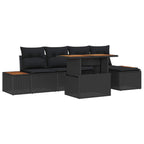 Conjunto de Comedor de Jardín con cojín 6 pcs Negro y Marrón