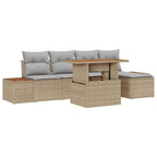 Conjunto de Comedor de Jardín con cojín 6 pcs Beige y gris