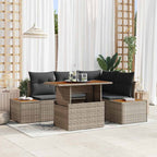 Conjunto de Comedor de Jardín con cojín 5 pcs Beige y Crema