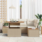 Conjunto de Comedor de Jardín con cojín 5 pcs Beige y Crema